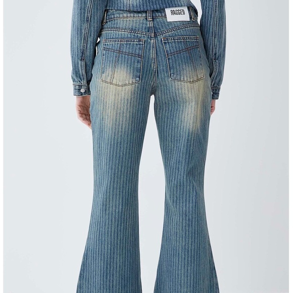 The Ragged Priest retro boho faded stripes flare bootcut jean NWT - Picture 2 of 11